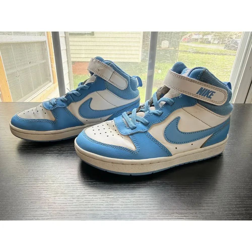 Nike Court Borough Mid Kids Shoes Size 1Y Blue White High Top Sneakers - Picture 4 of 9